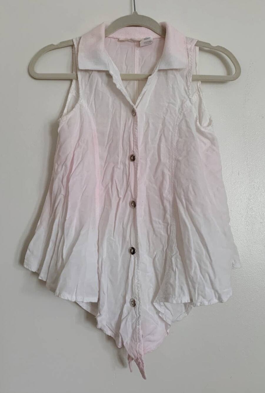 Light Pink Ombre Vintage Risky Rayon Button Down Tank & Skirt Set
